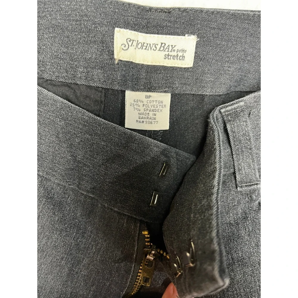 St Johns‎ Bay Pants Womens 8P Black Petite Stretch Denim Trouser Straight Leg